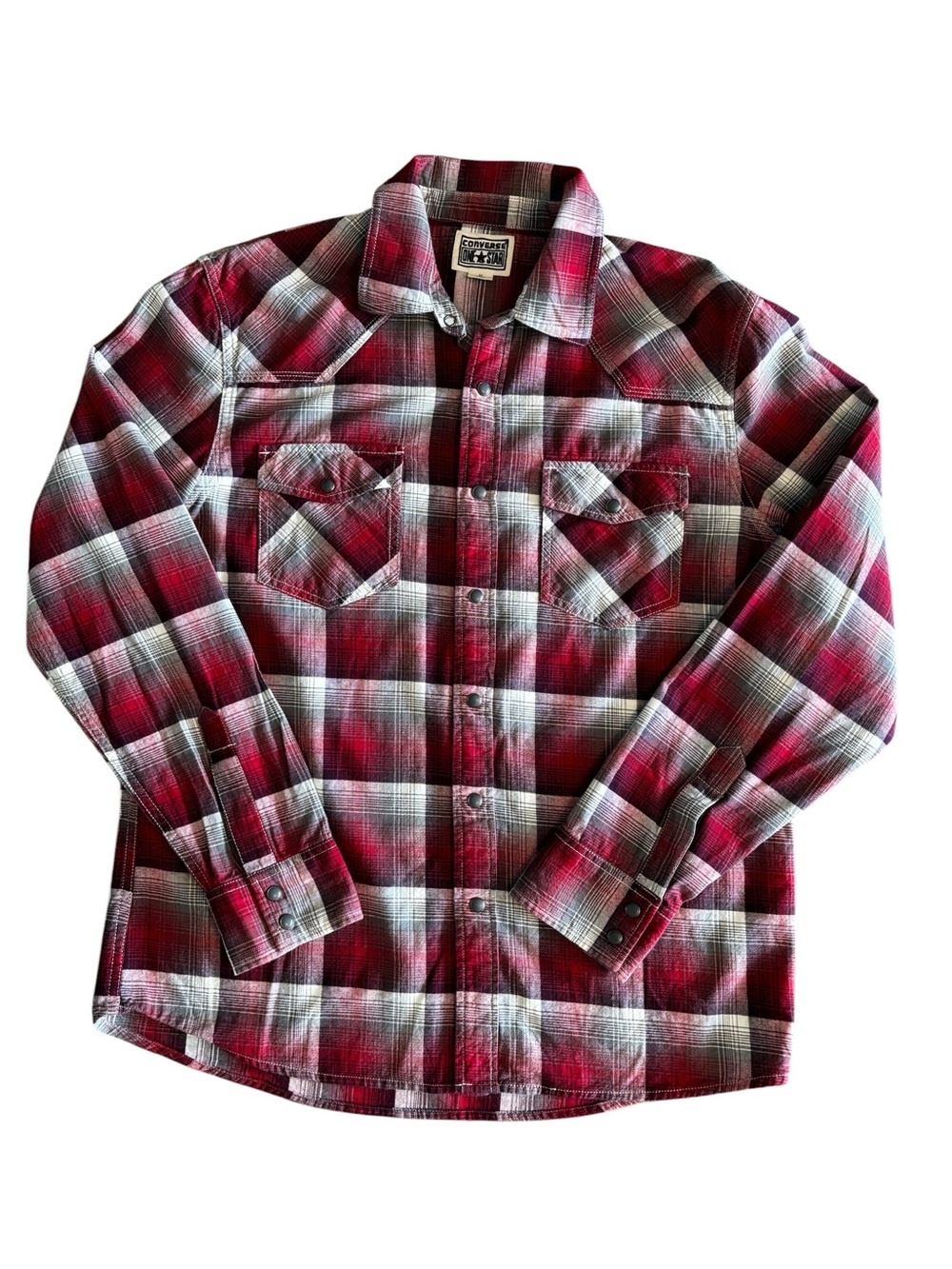 Converse Red, Black & White Plaid Button Shirt